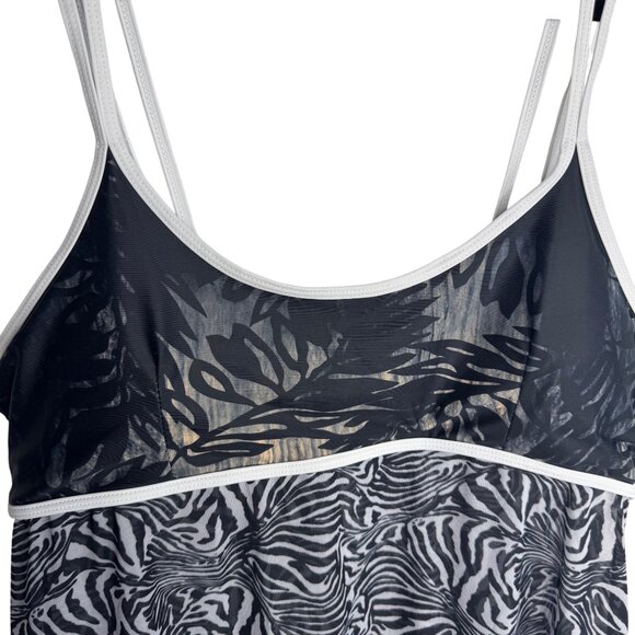 Womens Mixed Print Sheer Zebra Print Tankini Size 2X‎ Vacationcore Beach Summer - Picture 2 of 8